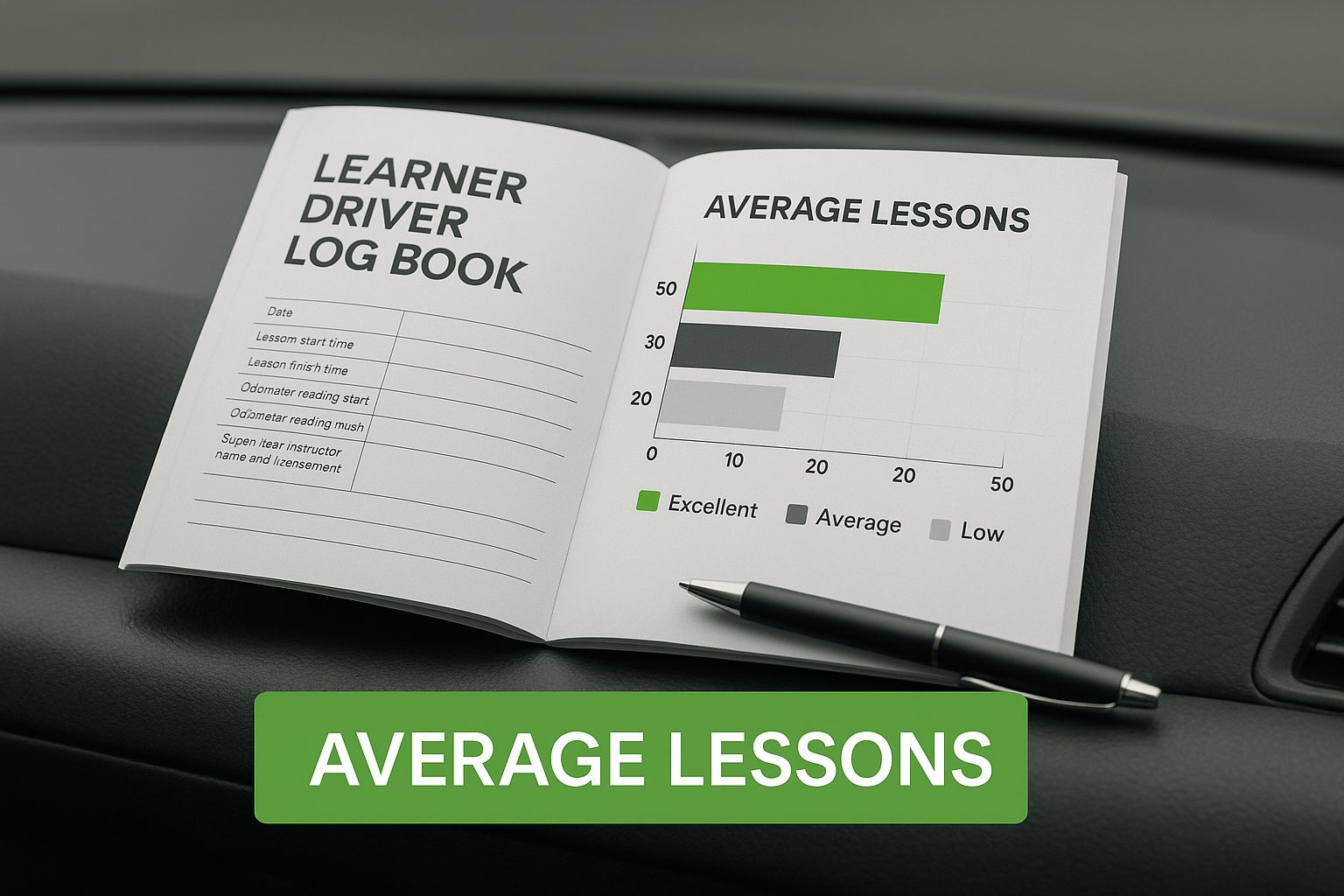 Infographic about how many driving lessons to pass