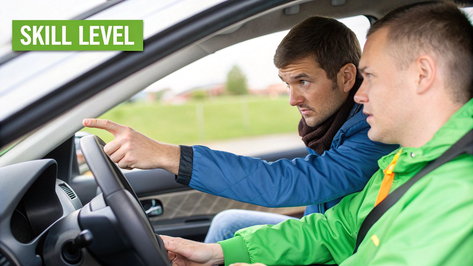 Image of a young person learning to drive.