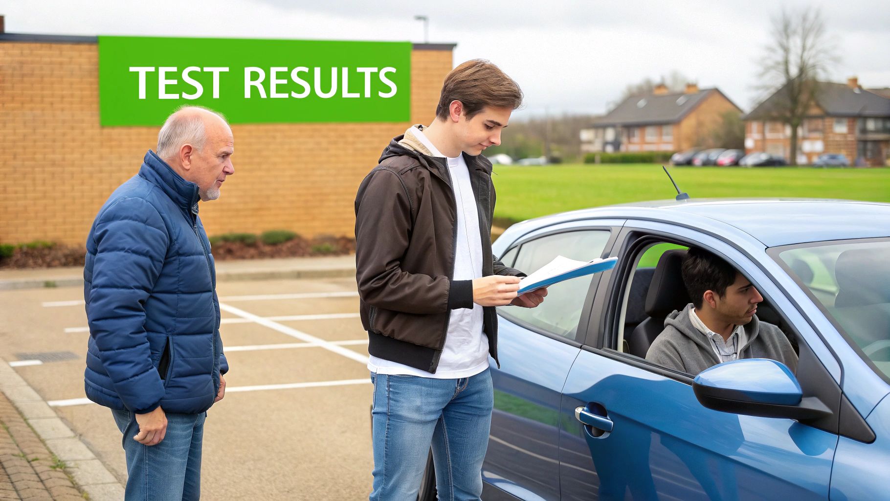 A person holding car keys and a wallet, planning their driving test expenses.