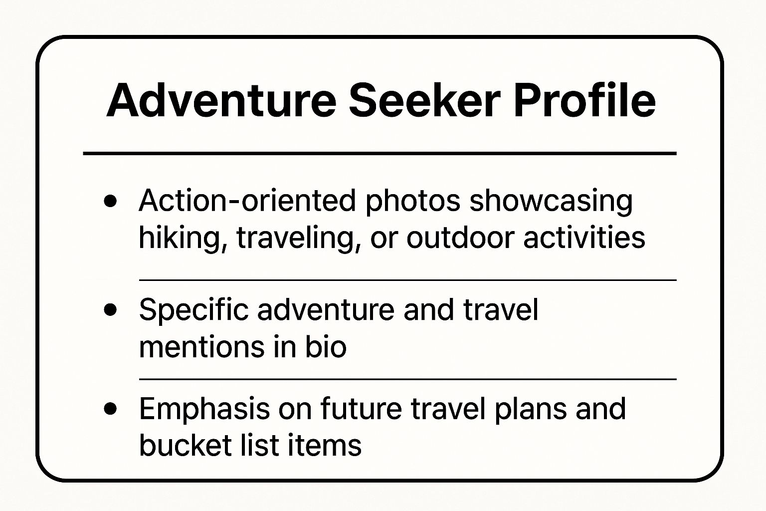 Infographic showing key data about The Adventure Seeker Profile