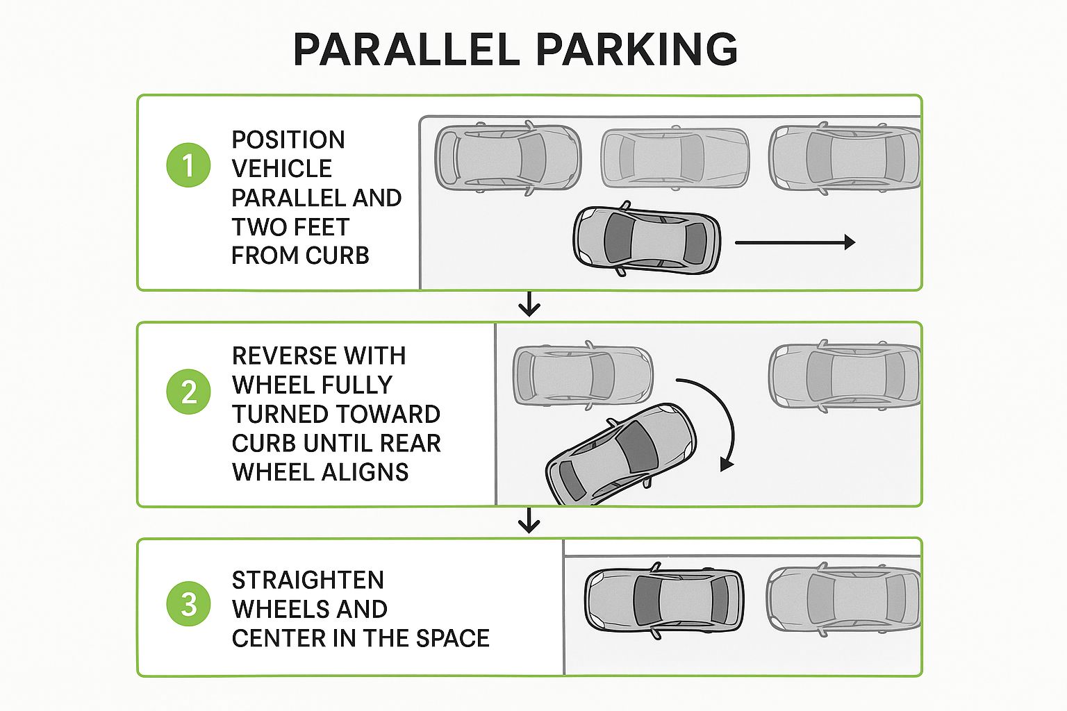 Infographic showing key data about Parallel Parking Route