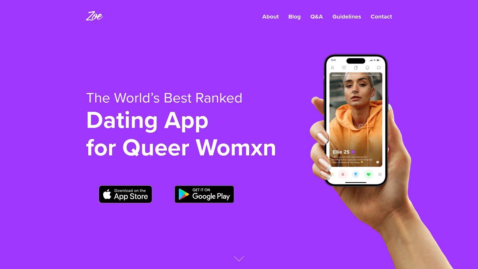 Zoe app interface with profiles and chat function