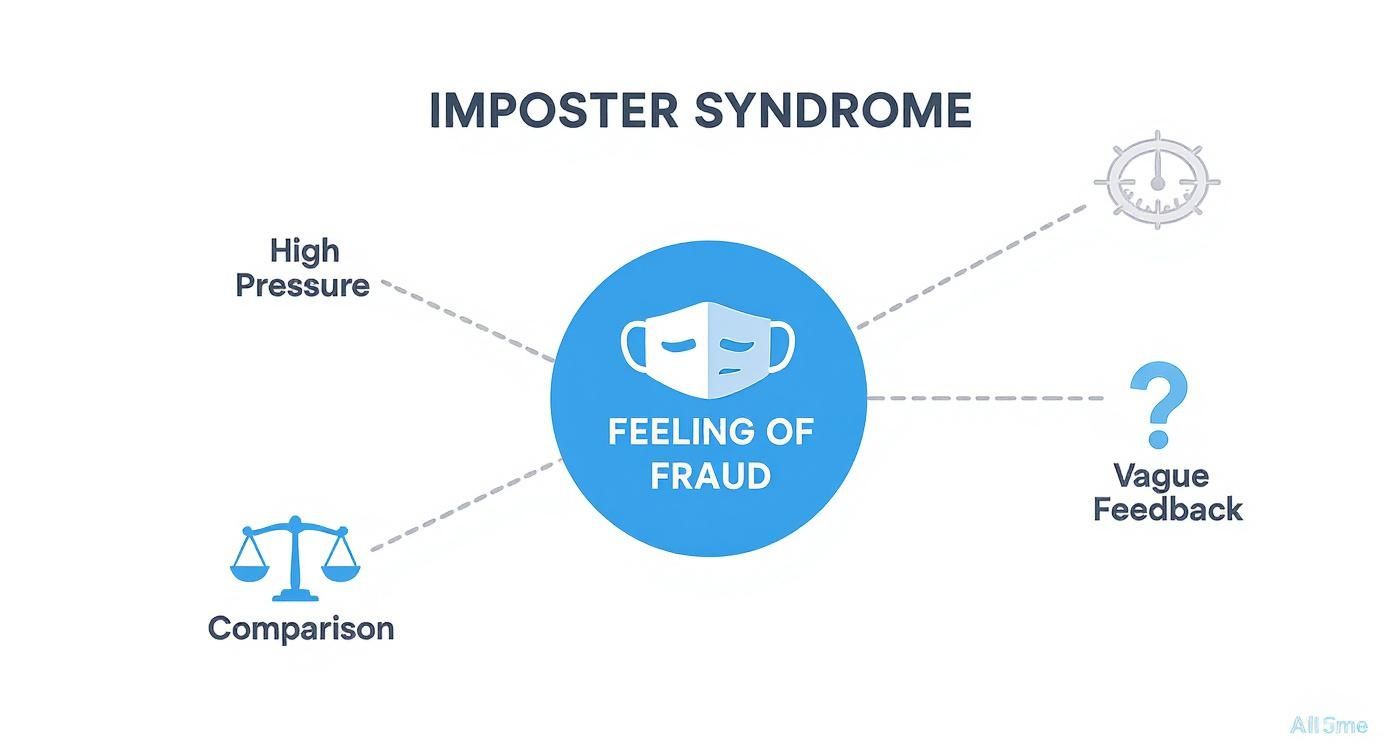 Infographic about imposter syndrome at work