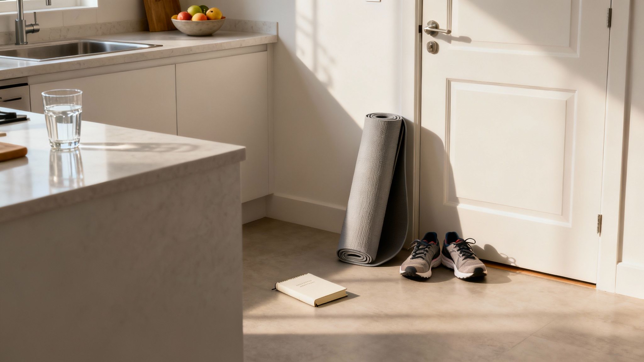 A person enjoying a quiet, reflective moment in a natural setting, suggesting a calm and resilient lifestyle.