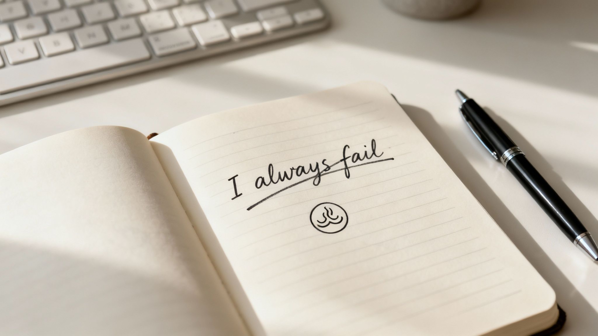 A person journaling their thoughts in a quiet, reflective space.