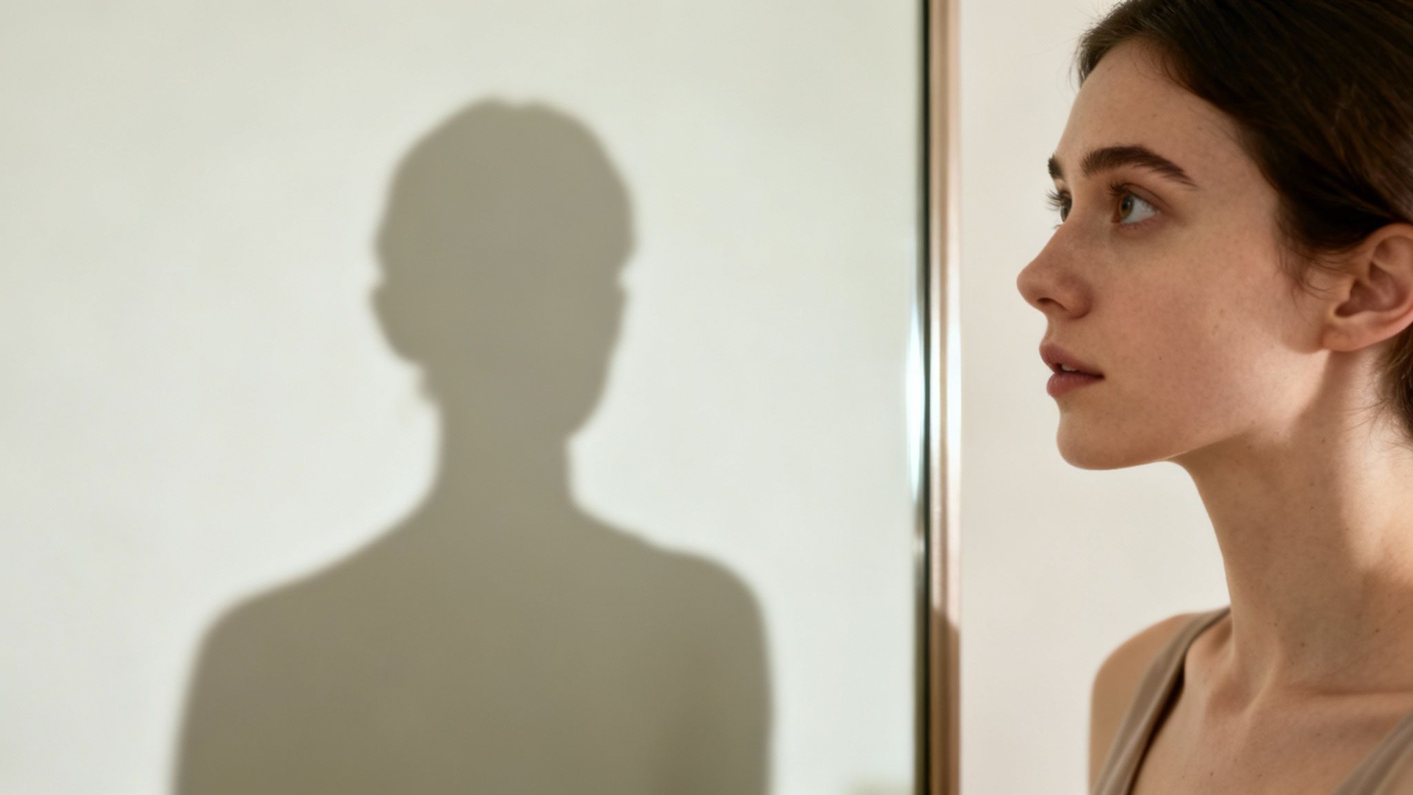 A person sitting calmly with their eyes closed, contemplating their thoughts in a peaceful setting.