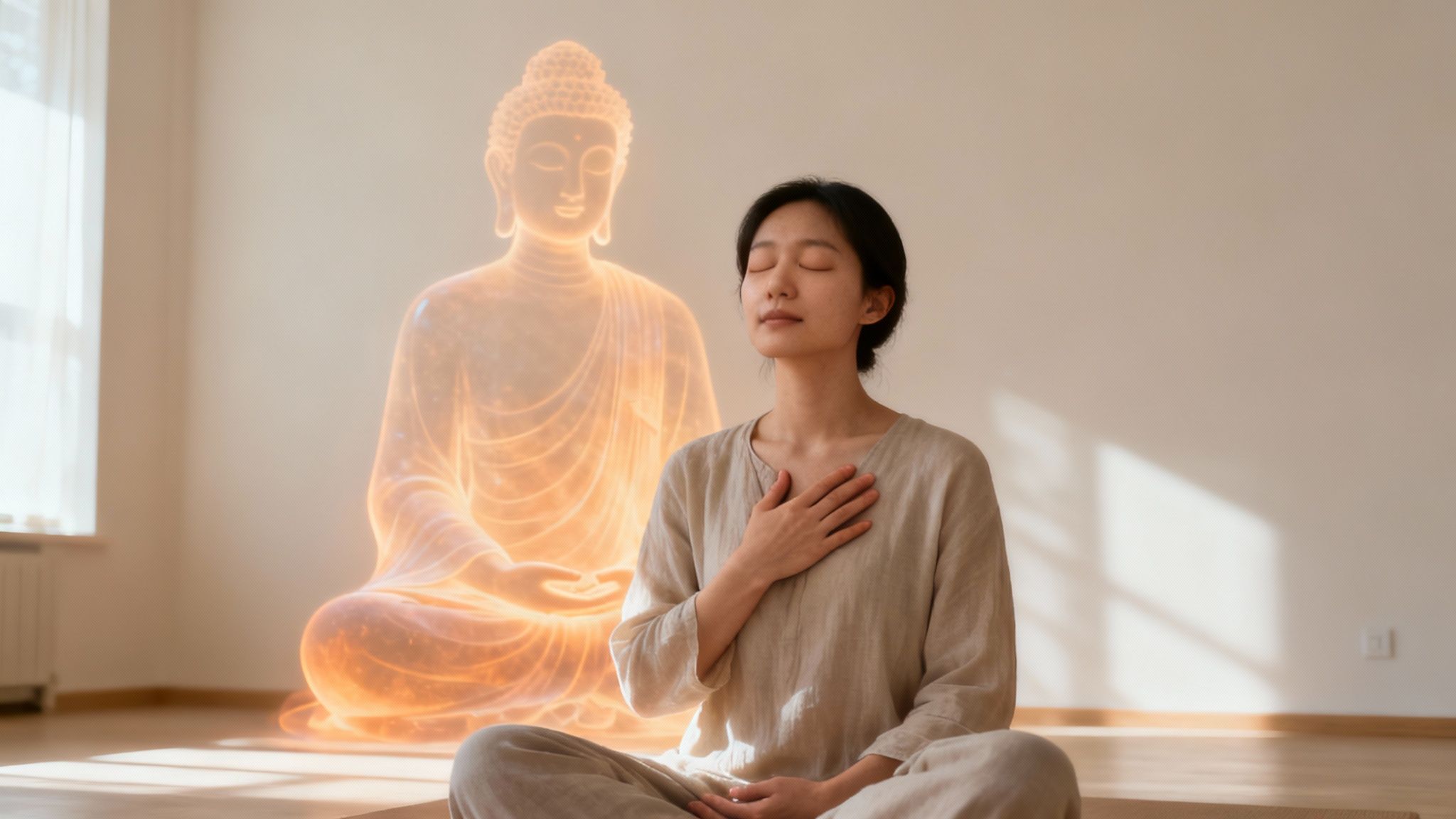 A person writing in a journal with a calm, focused expression.