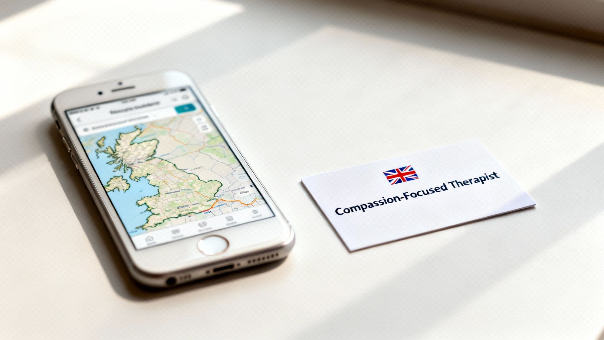 A welcoming and calm therapy room, with two comfortable chairs facing each other, suggesting a safe space for conversation.