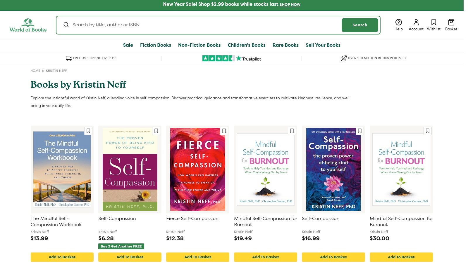 World of Books UK page showing a collection of Kristin Neff's books