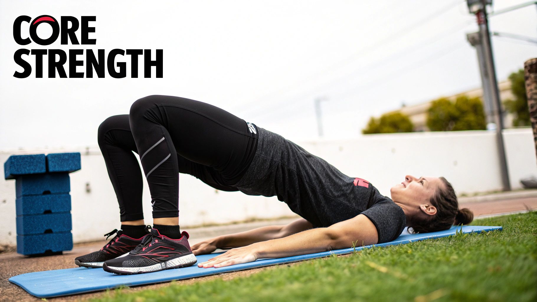 A person doing a core-strengthening exercise in a well-lit room.