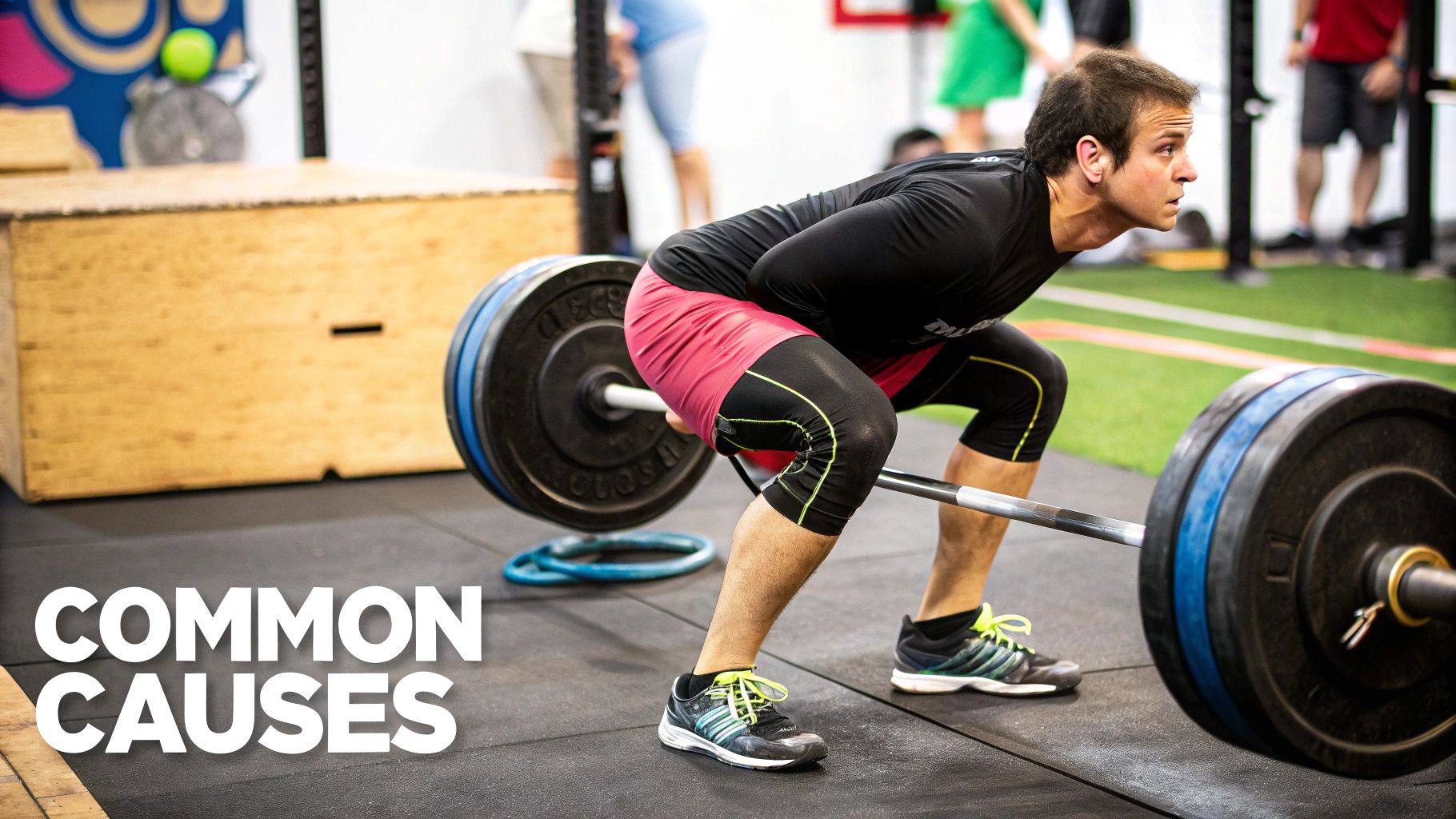 A person sitting at a desk with poor posture, highlighting the strain on the gluteal region.