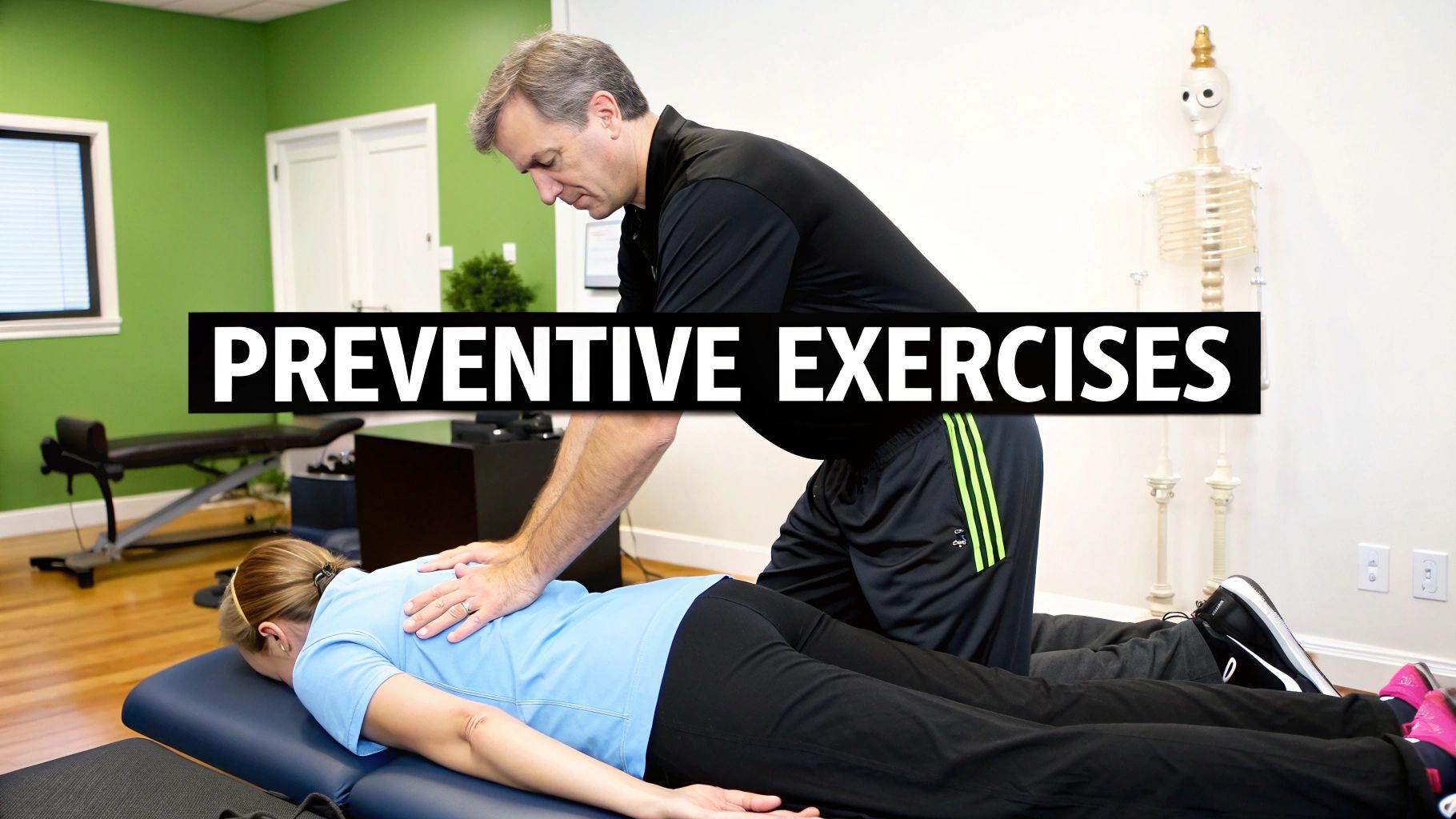 A practitioner carefully assessing a patient's spine and posture during an initial consultation.