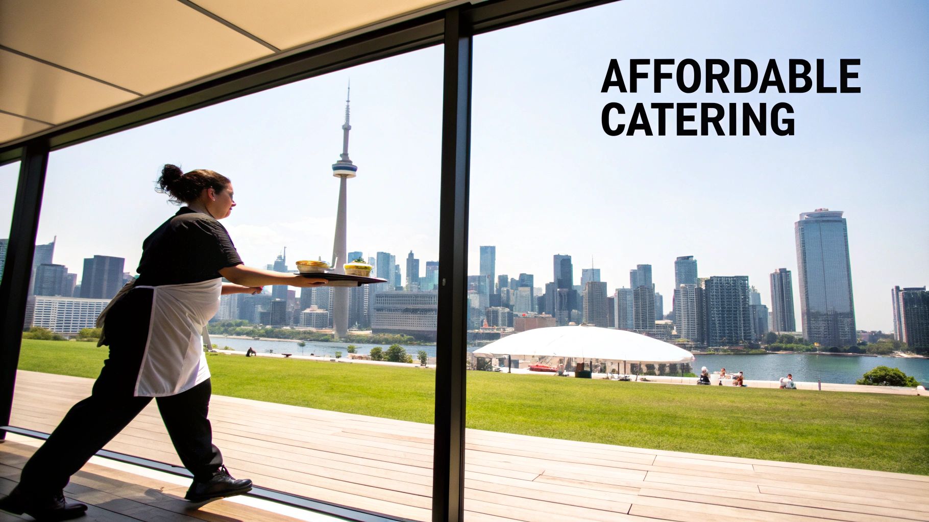 A beautifully arranged corporate catering buffet with various dishes