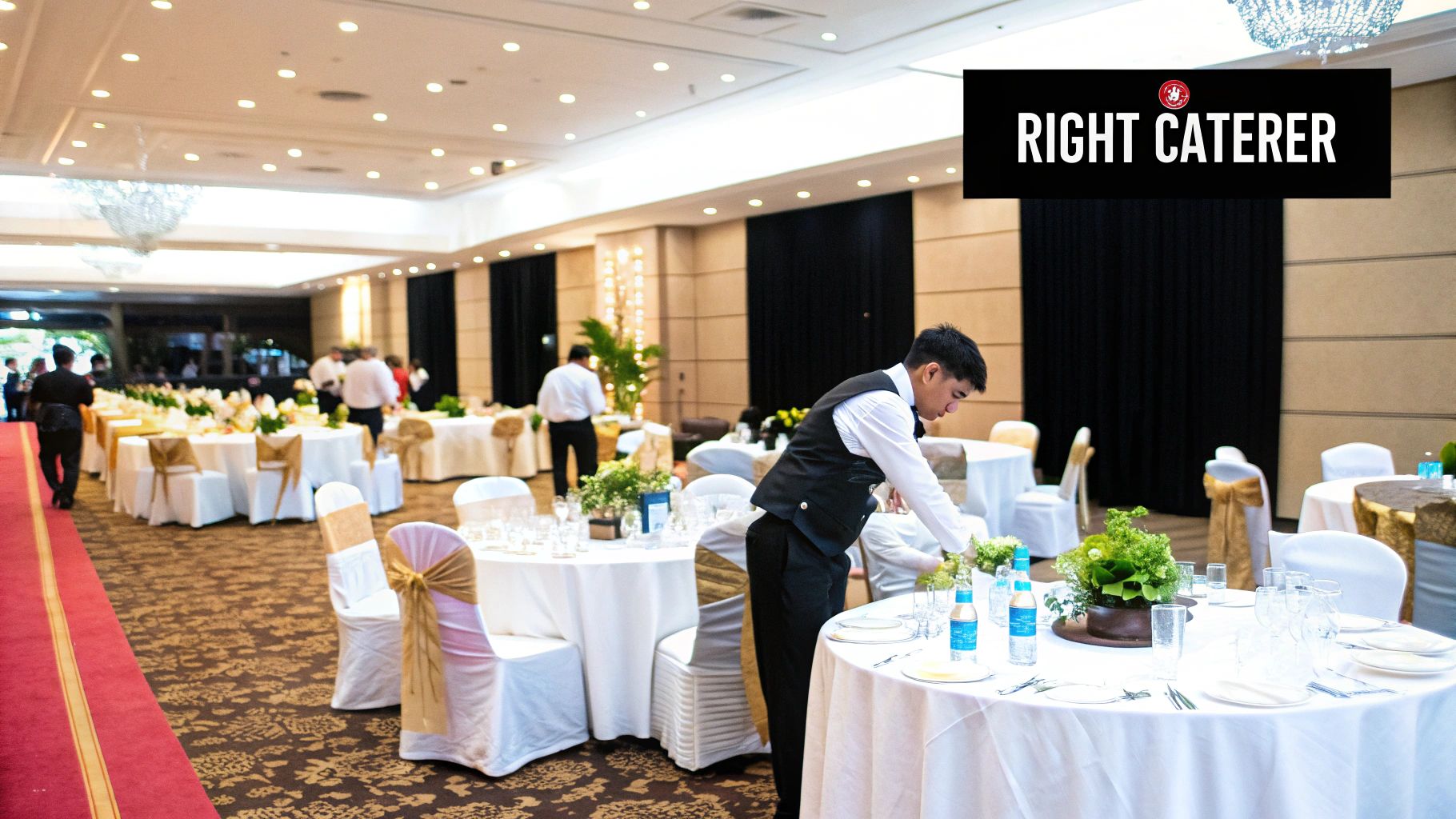 Elegant catering setup with appetizers on a platter