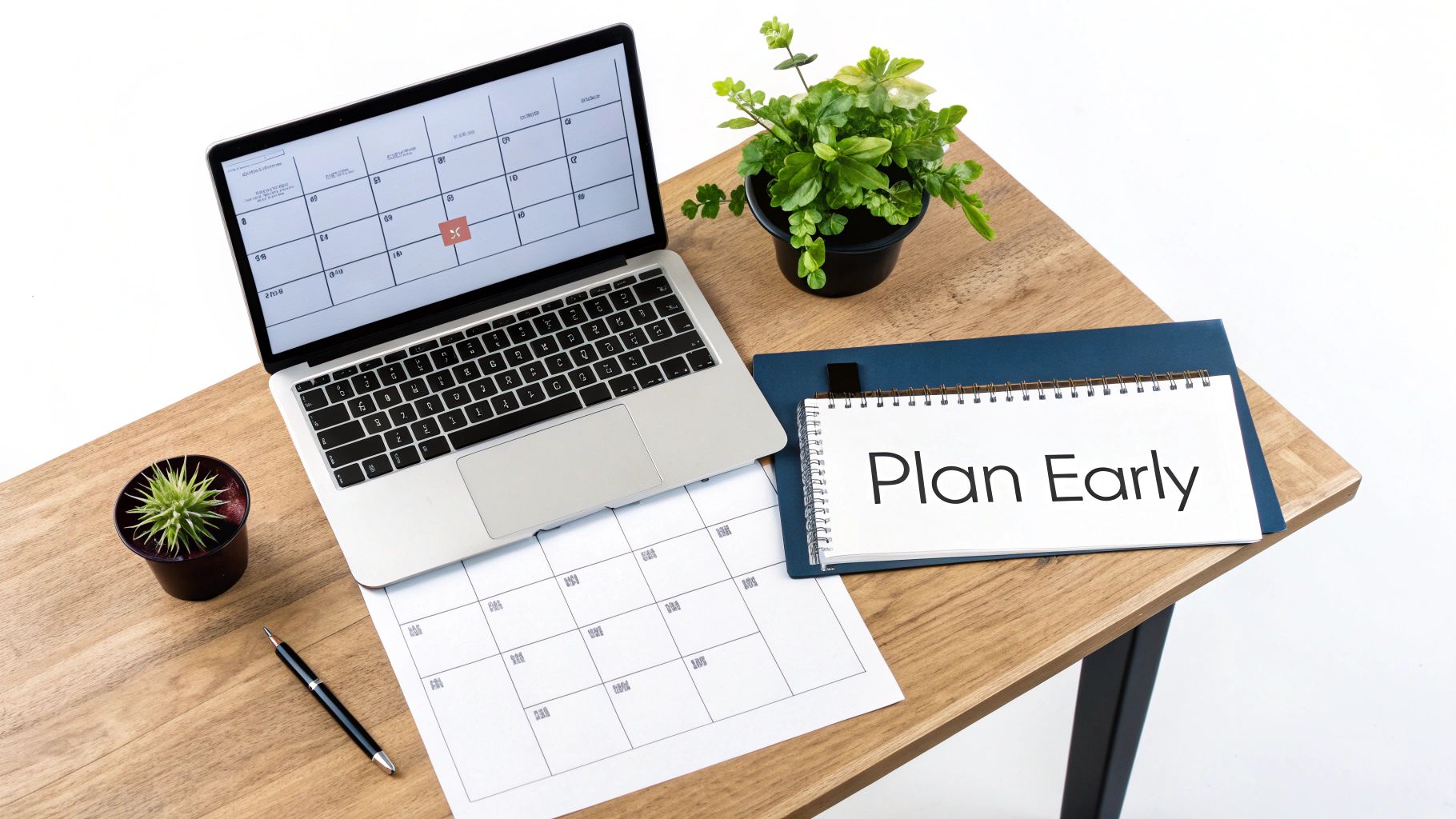 People at a catered Christmas event with decorated tables.