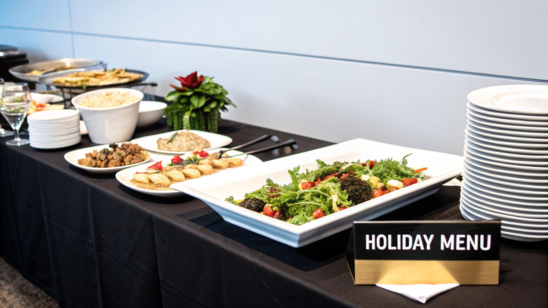 A delicious spread of food for a Christmas catering dinner
