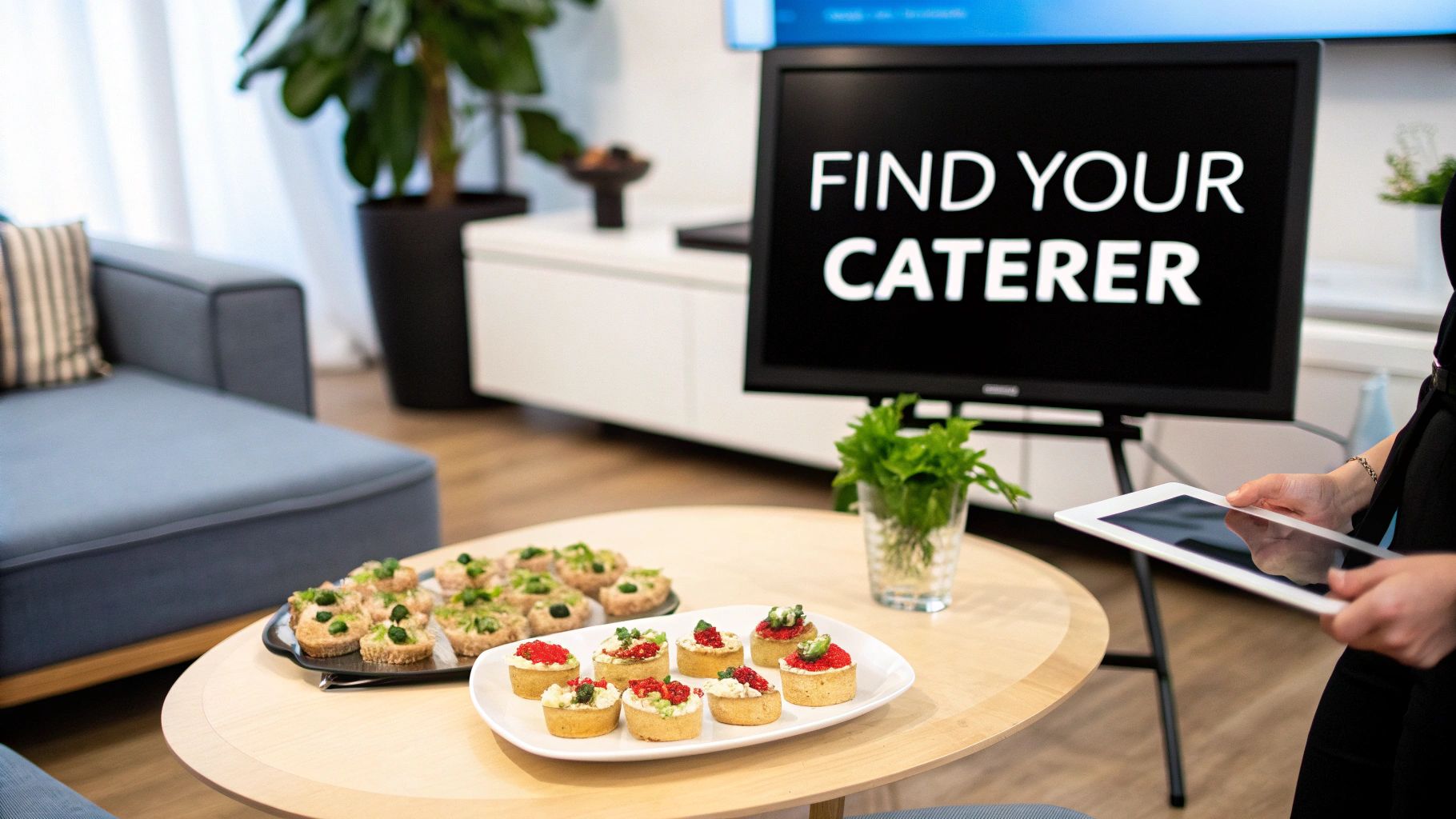 A beautifully arranged catering spread on a table for a small party