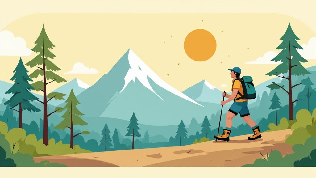 An image of a person hiking in the mountains, representing a move for a better quality of life. The text on the image reads 'The Quality of Life Relocation Cover Letter: Key Elements' and lists 'Mention Specific Lifestyle Appeals,' 'Connect Well-being to Performance,' and 'Show Genuine Area Research.' 