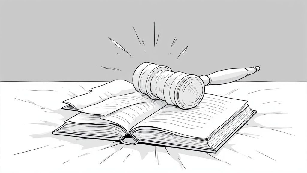 Gavel resting on an open law book, symbolizing legal consultation and criminal defense guidance in Houston.