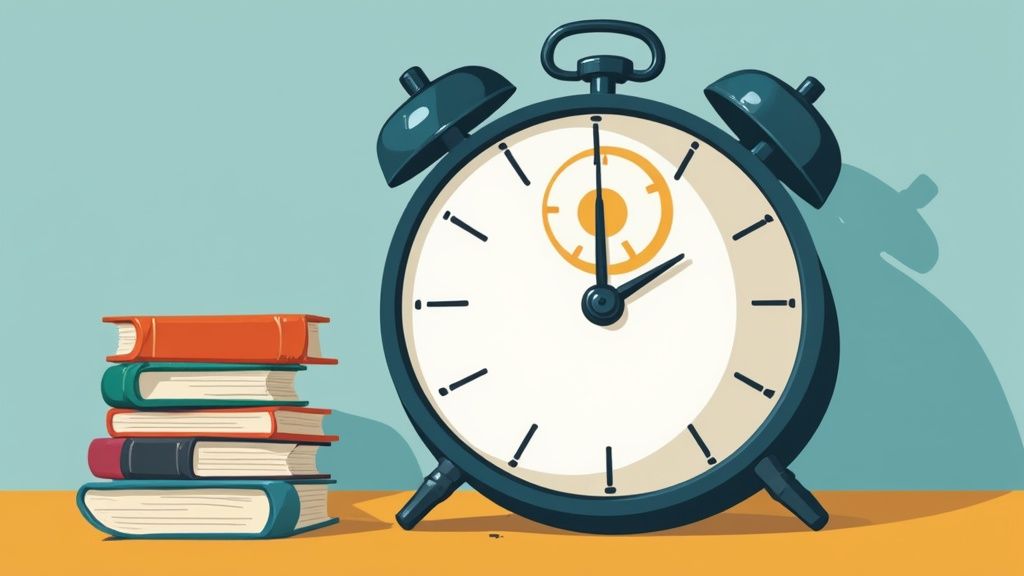 Understanding the Statute of Limitations for Assault in Texas 20 Alarm clock next to stacked books symbolizing the importance of understanding legal deadlines in Texas assault cases.