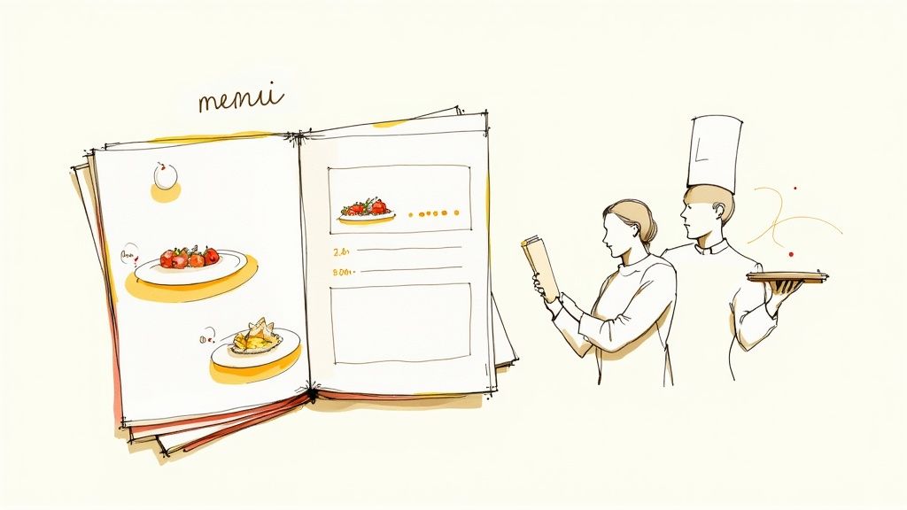 A chef carefully plating a dish in a professional kitchen.