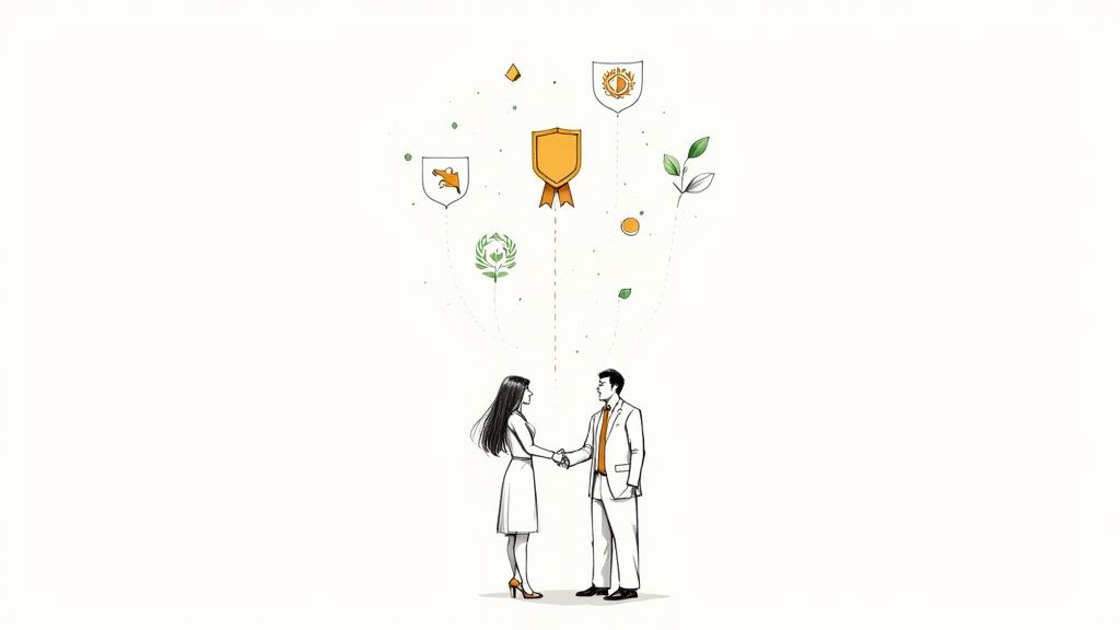 A sample certification badge showing a 'Certified Professional' seal with a checkmark.