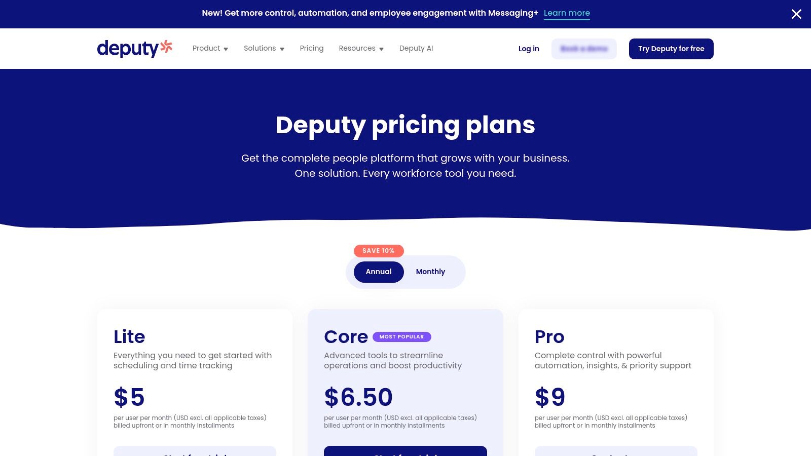 Deputy's mobile app showing a user's upcoming shifts and tasks.