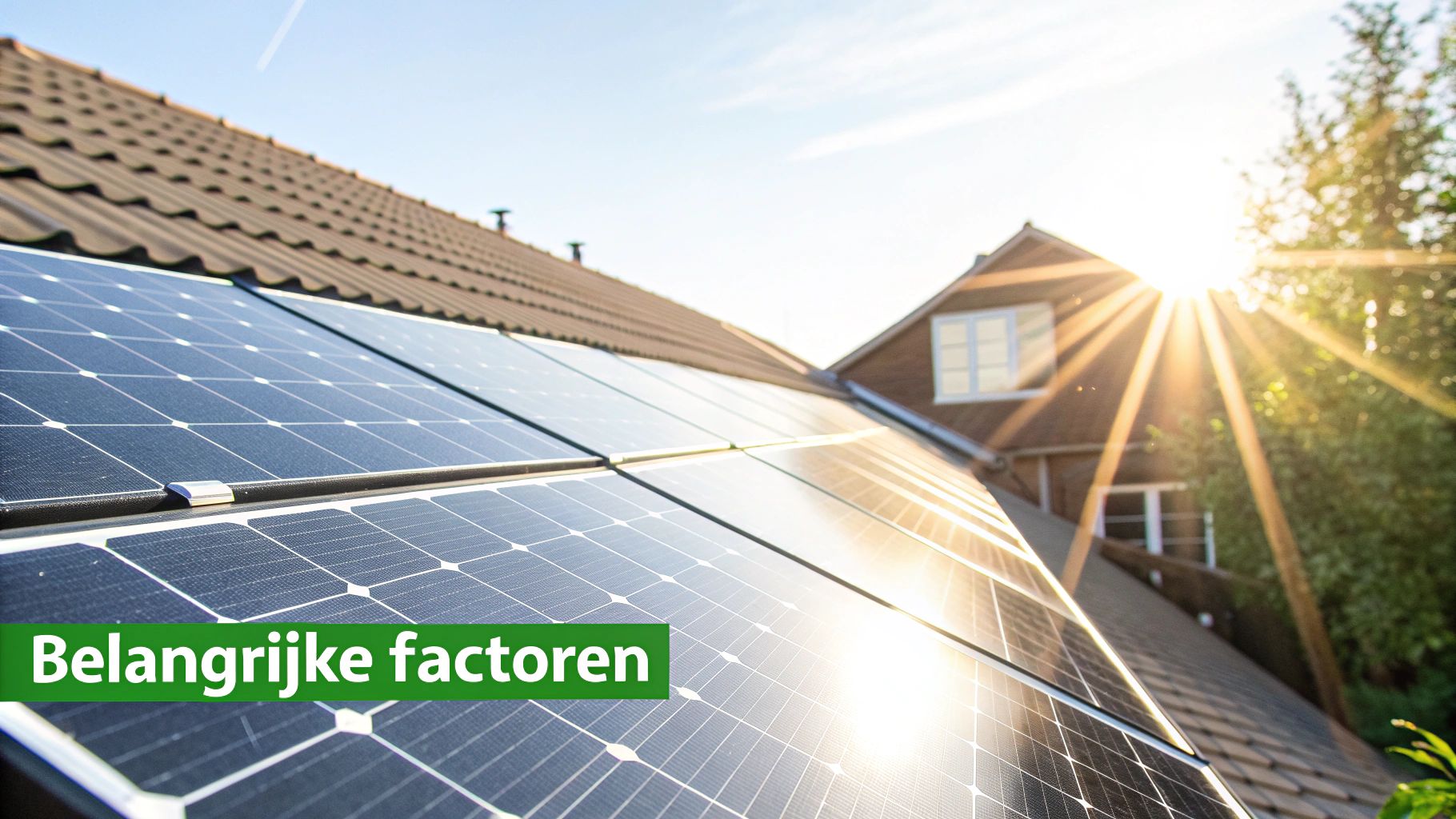 Zonnepanelen op een Nederlands dak in een woonwijk
