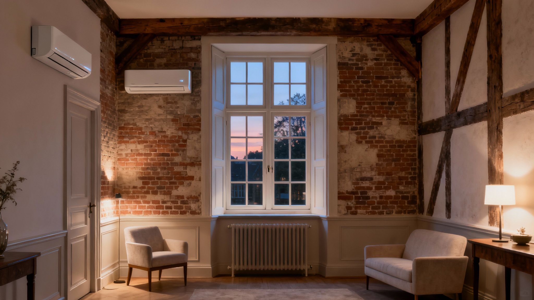 Een modern interieur van een historisch pand in Naarden, discreet gekoeld met een airco