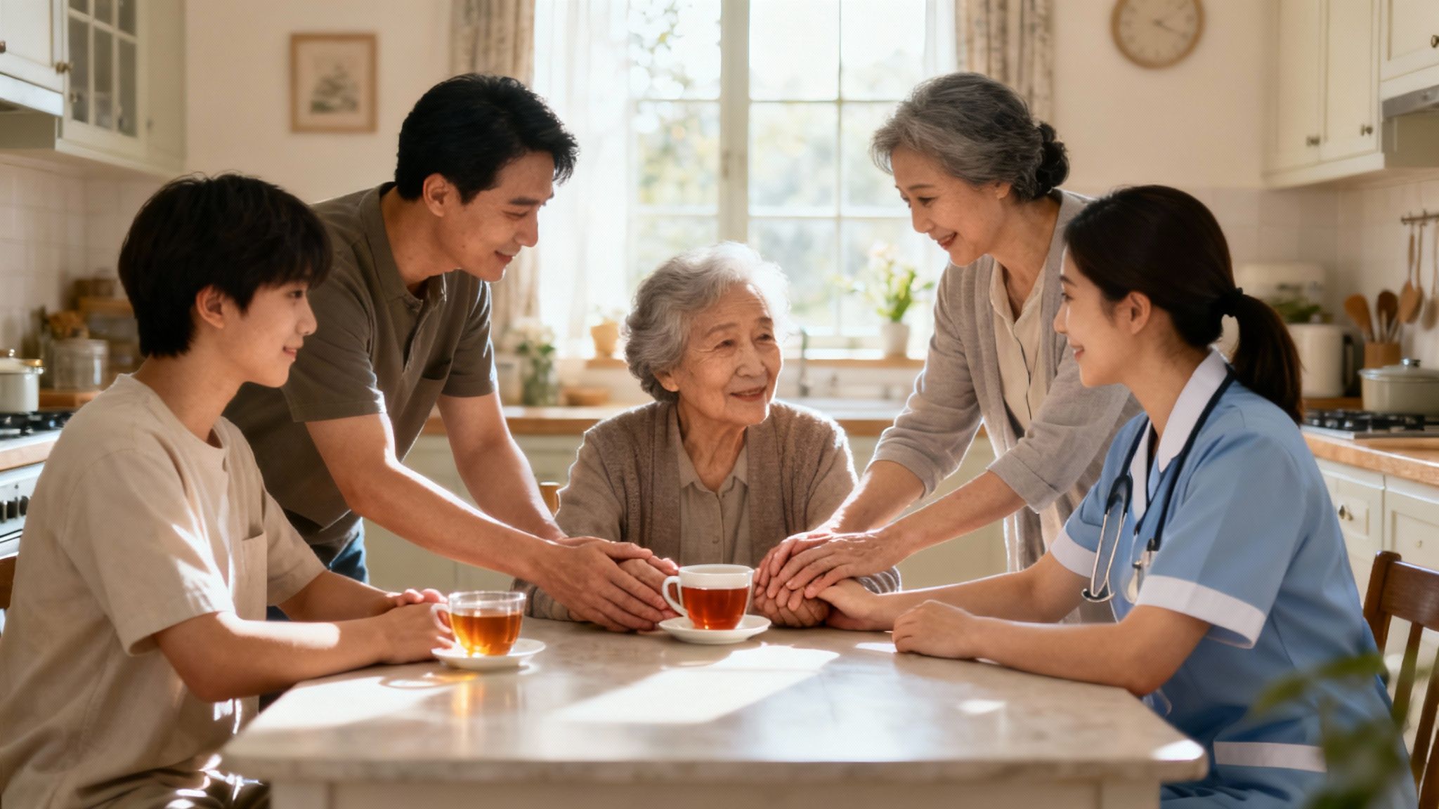 Een groep mensen van verschillende leeftijden die samenwerken, wat een sociaal netwerk symboliseert.