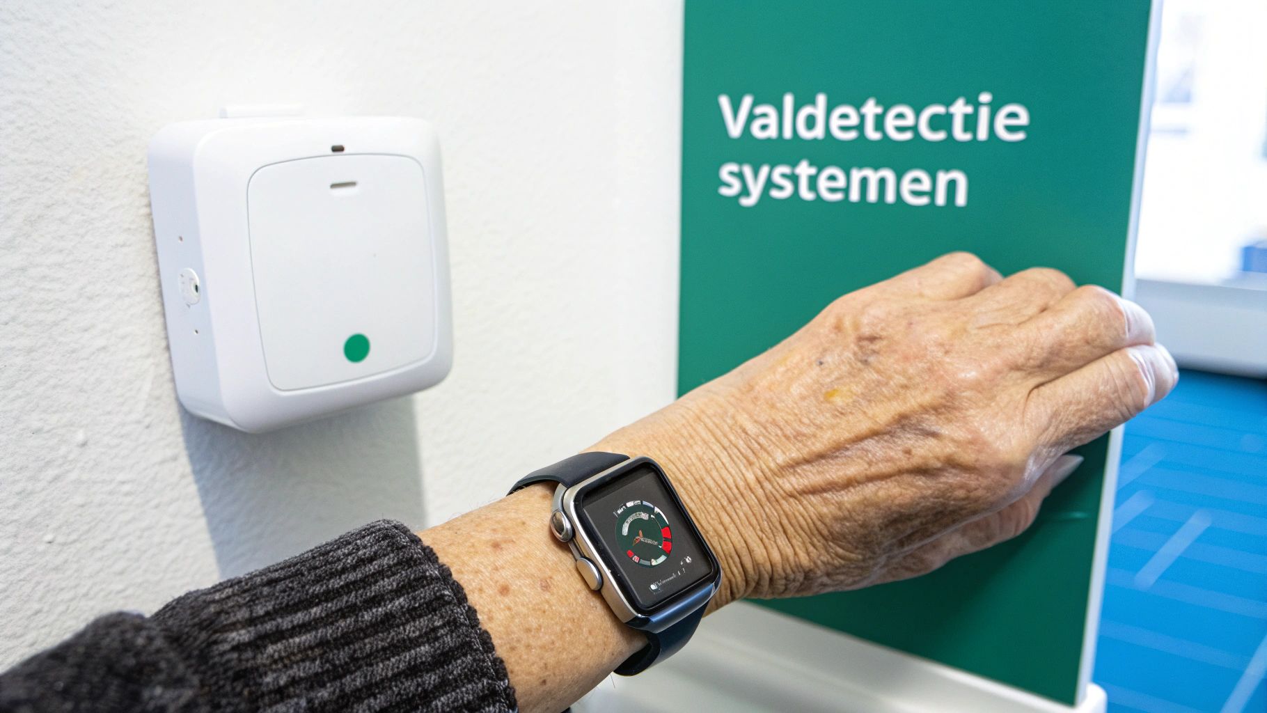 Oudere vrouw lacht vol vertrouwen terwijl ze thuis ontspant