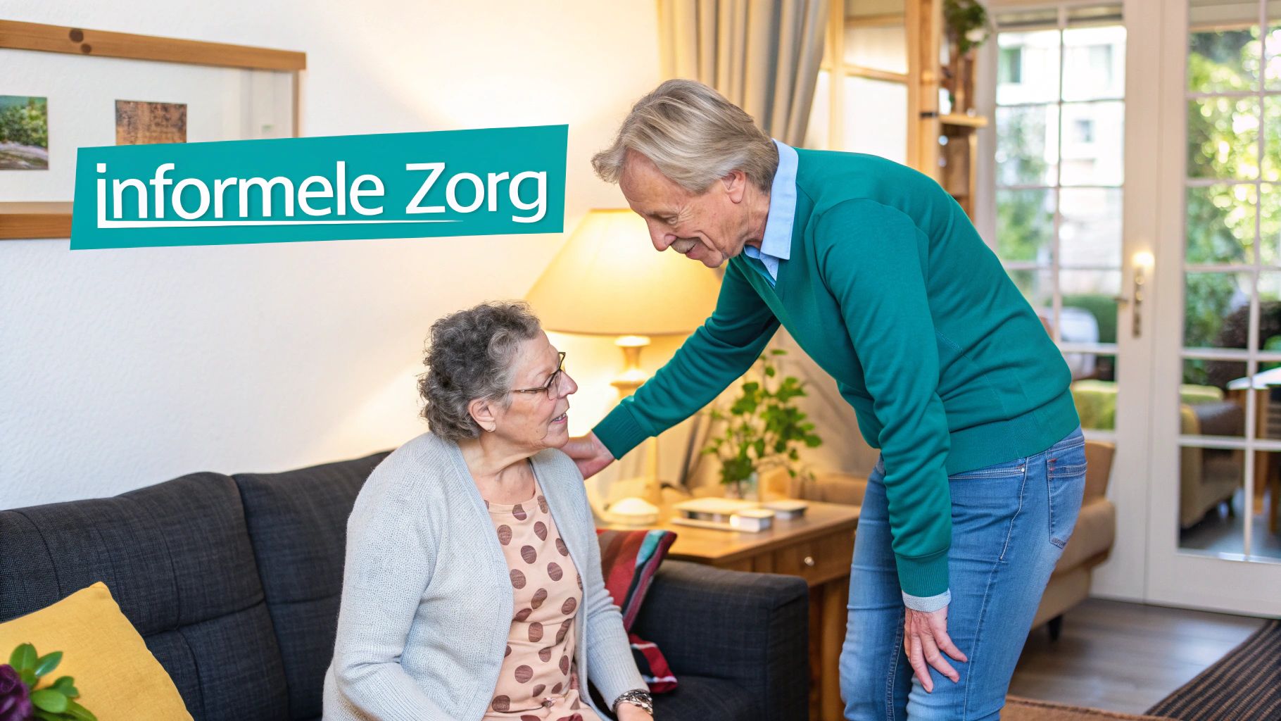 Een dochter helpt haar oudere moeder met administratieve taken aan de keukentafel