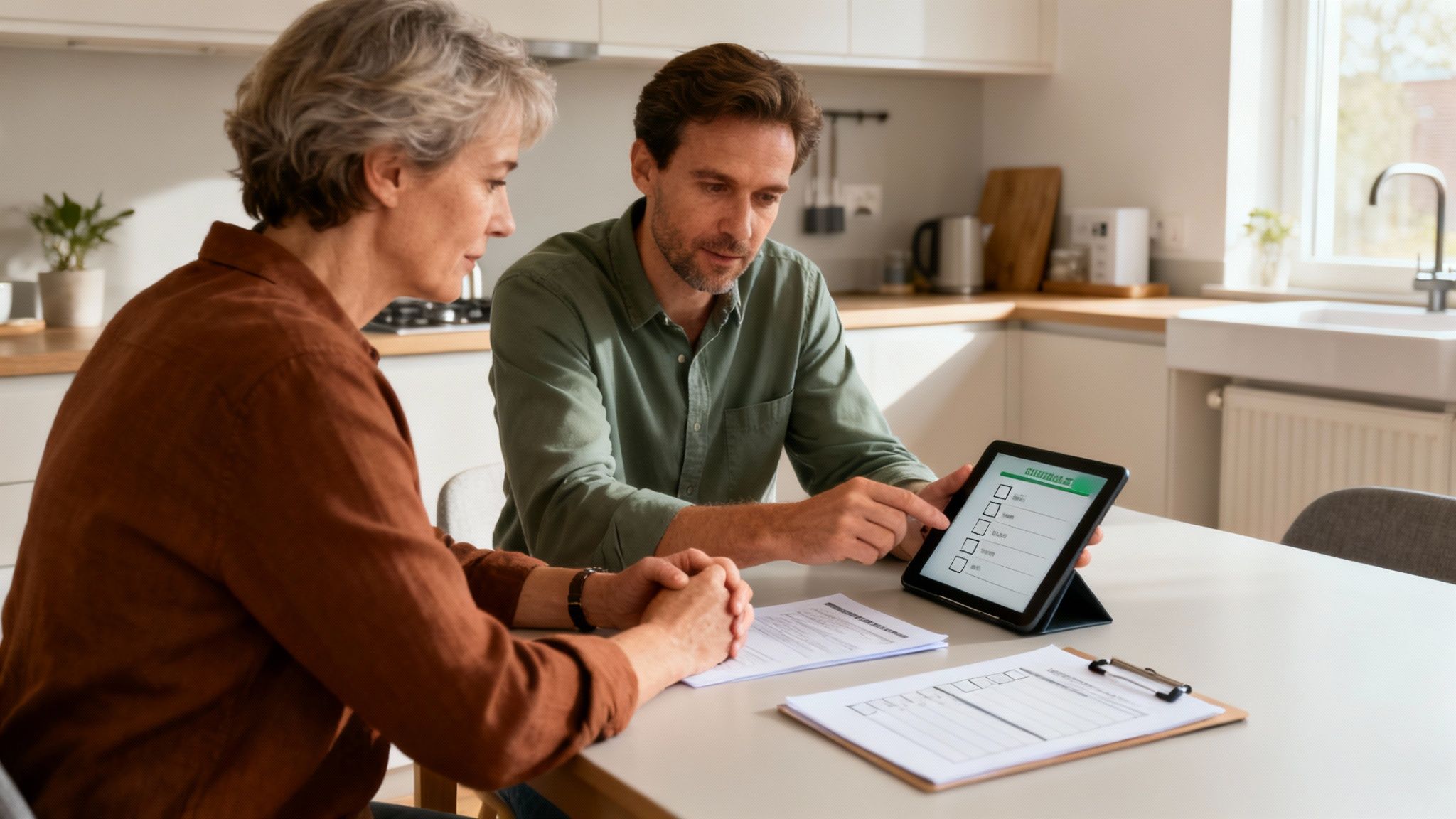 Een energieadviseur inspecteert een woning voor het opstellen van een energielabel.