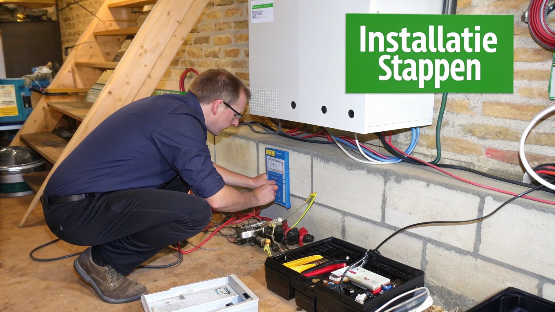 Een stapel euromunten naast een model van een huis met zonnepanelen.