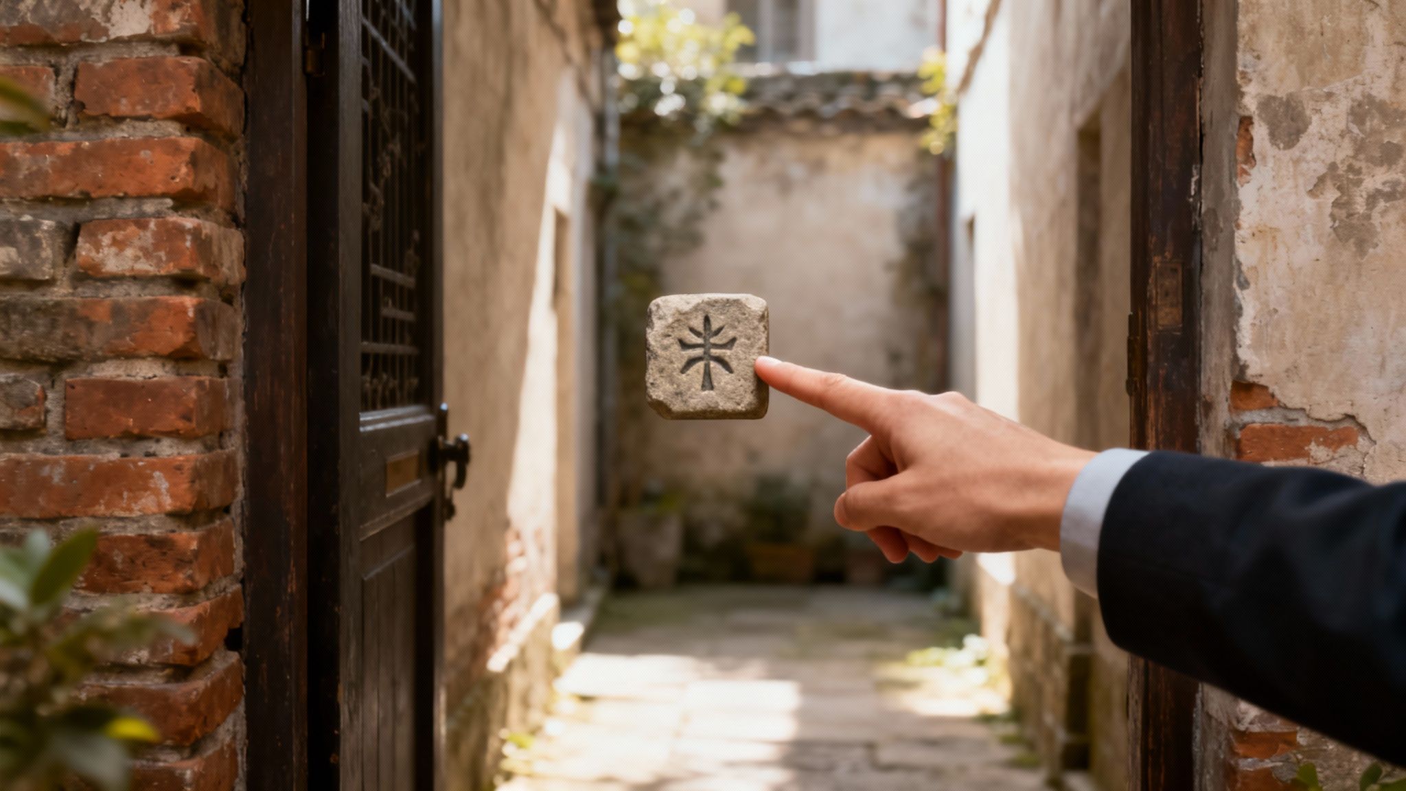 Mensen bekijken een smartphone om hun puzzeltocht te starten.