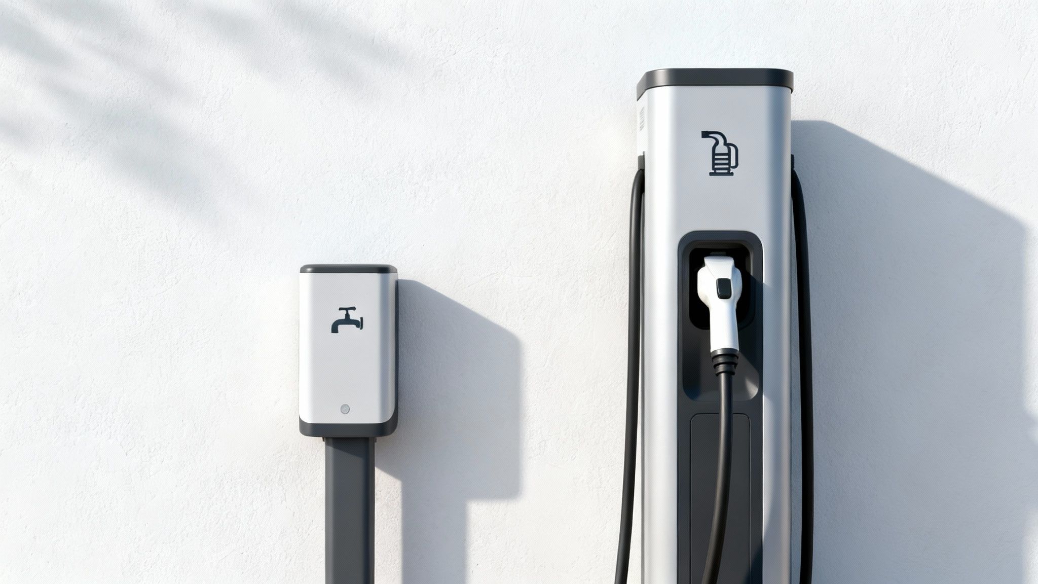 Een close-up van een laadpaal die een elektrische auto oplaadt
