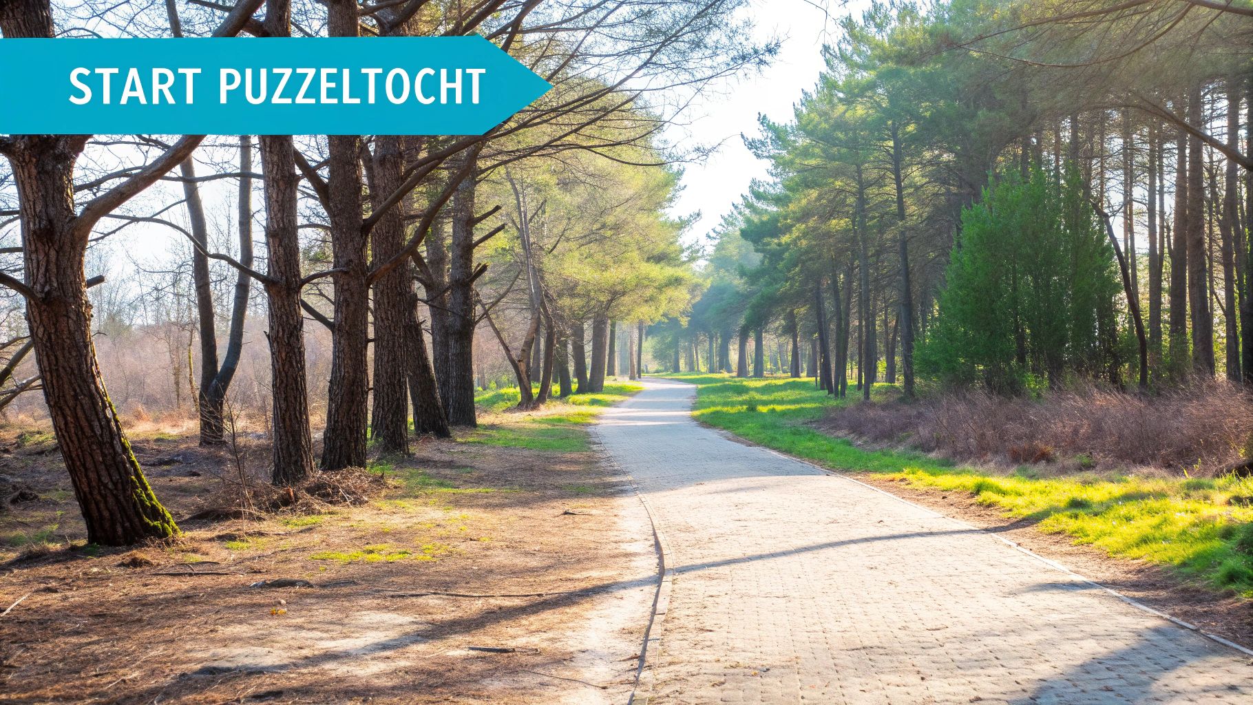 Afbeelding van mensen die een puzzeltocht wandelen
