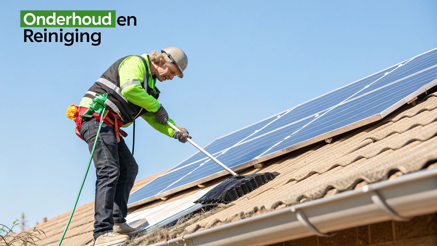 Elektrische bedrading en componenten voor een zonnepaneleninstallatie.