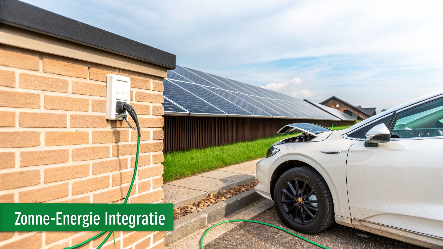 Elektrische auto laadt op met zonnepanelen