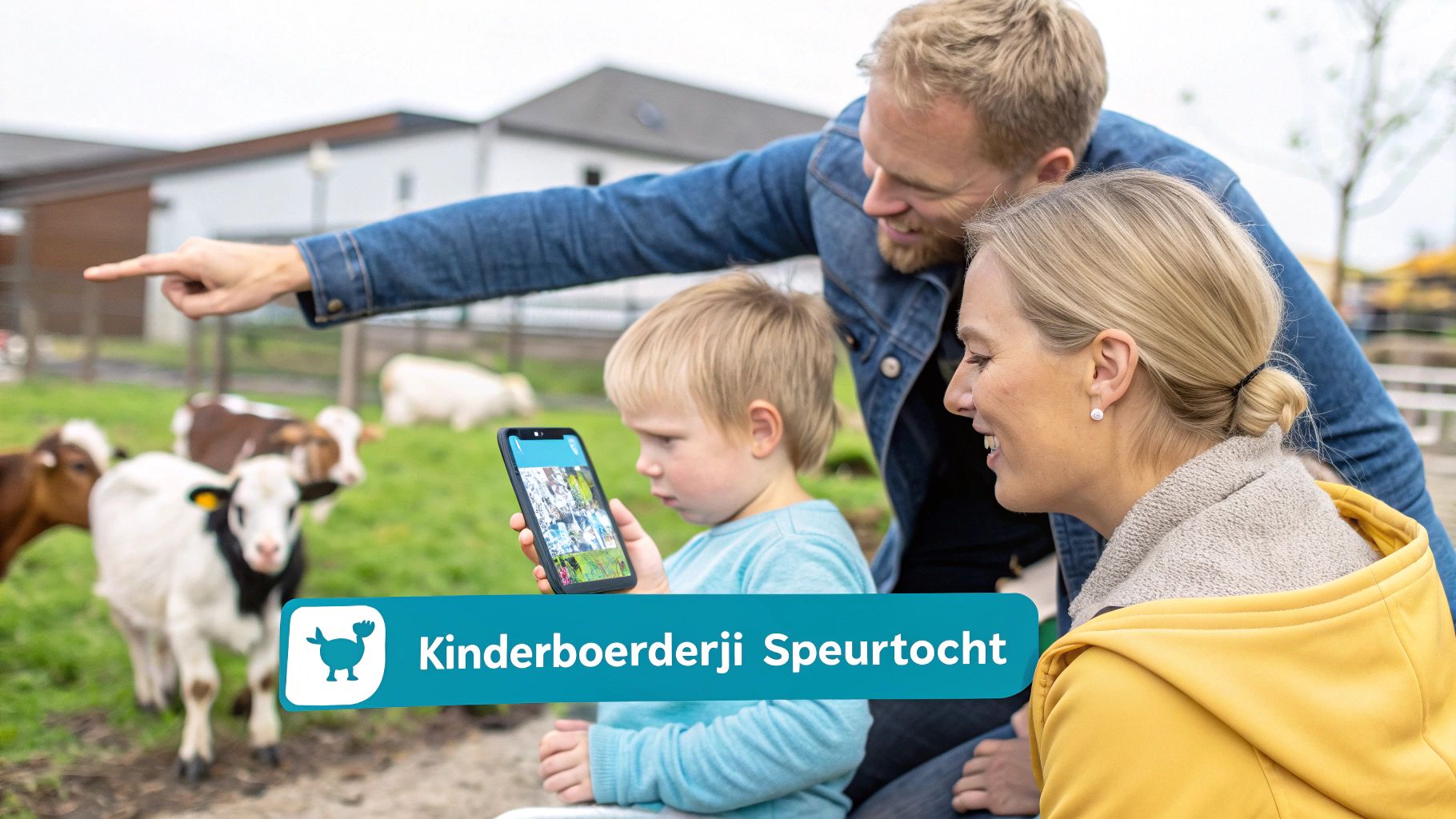 Smartphone met een speurtocht app op een kaart van Brabant.