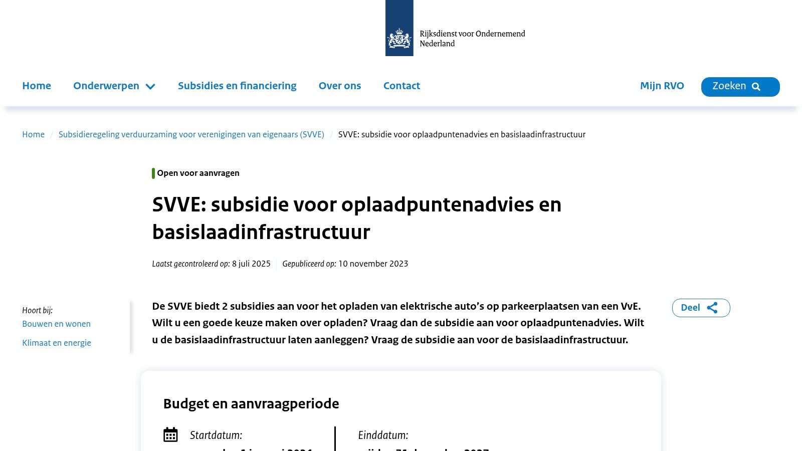 RVO – SVVE: Subsidie voor VvE’s