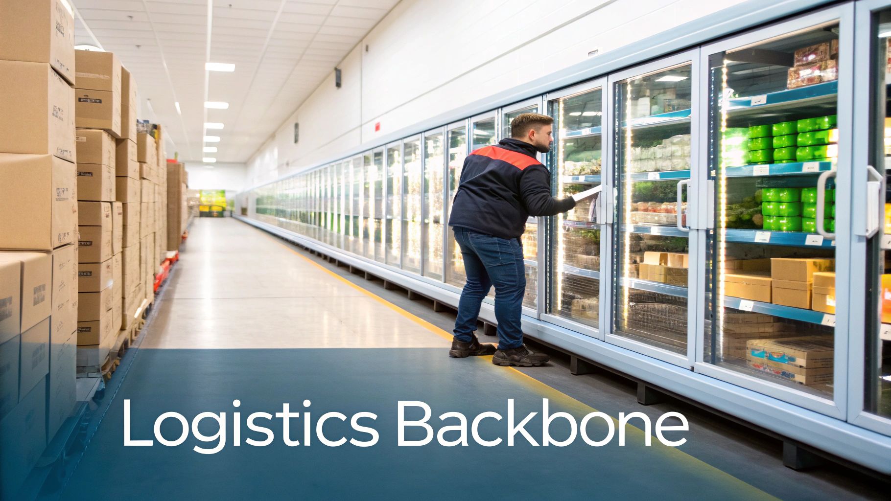 Warehouse employee packing a box with fresh groceries for a medically tailored delivery