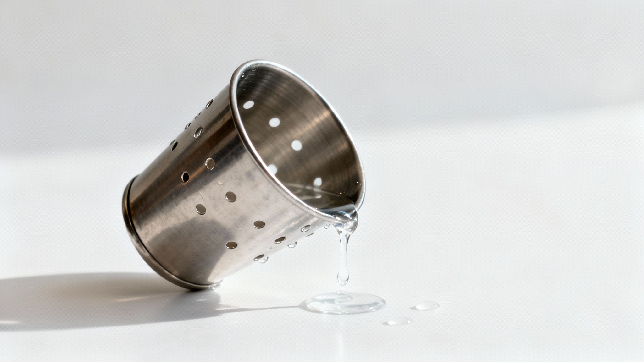 A funnel with cracks, representing leaks in a conversion process.