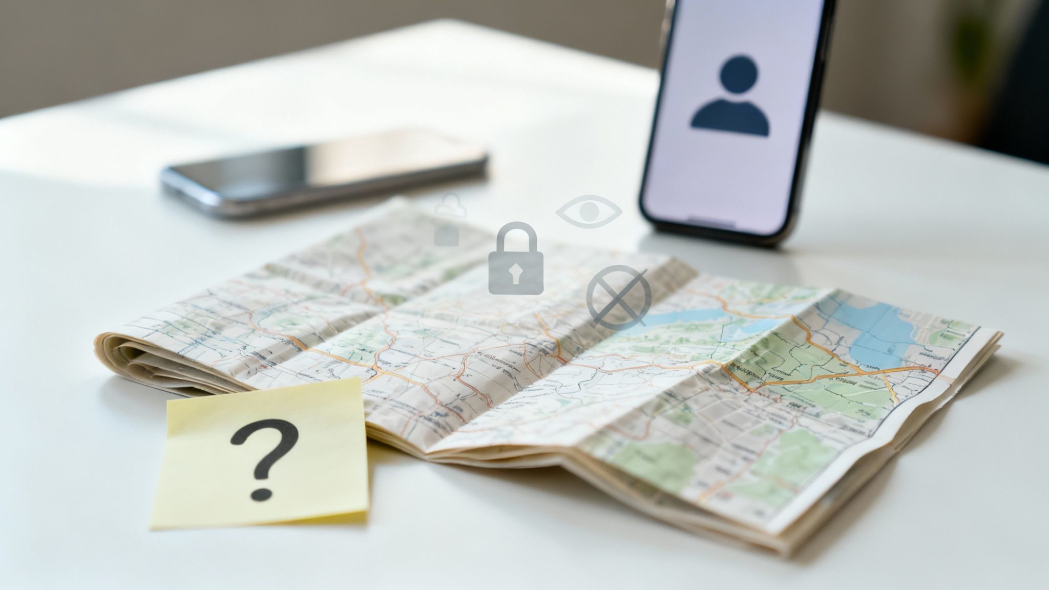 A map with location pins scattered across it, representing the idea of finding creators by location.