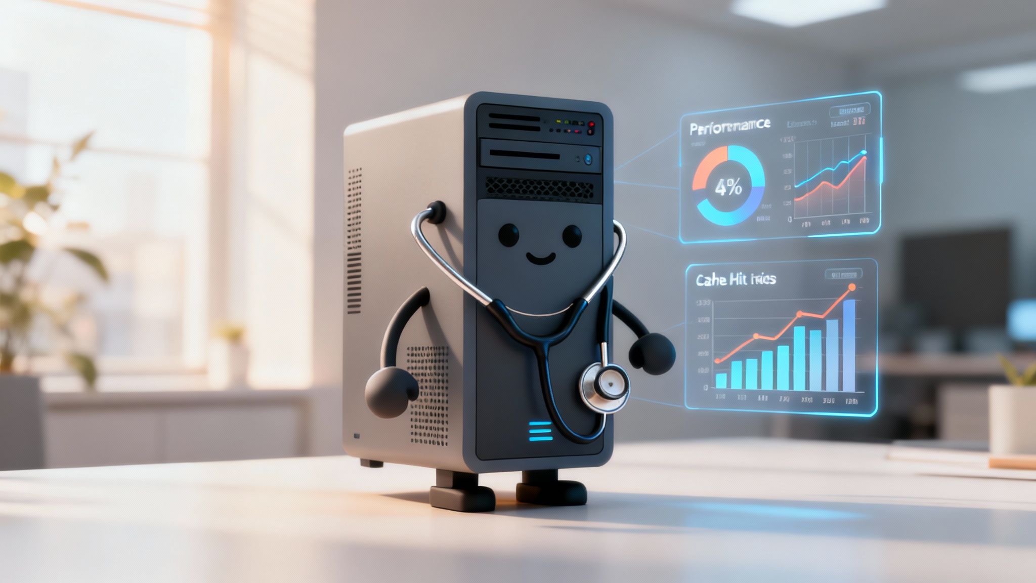 A magnifying glass hovering over a computer chip, symbolizing the search for performance bottlenecks.