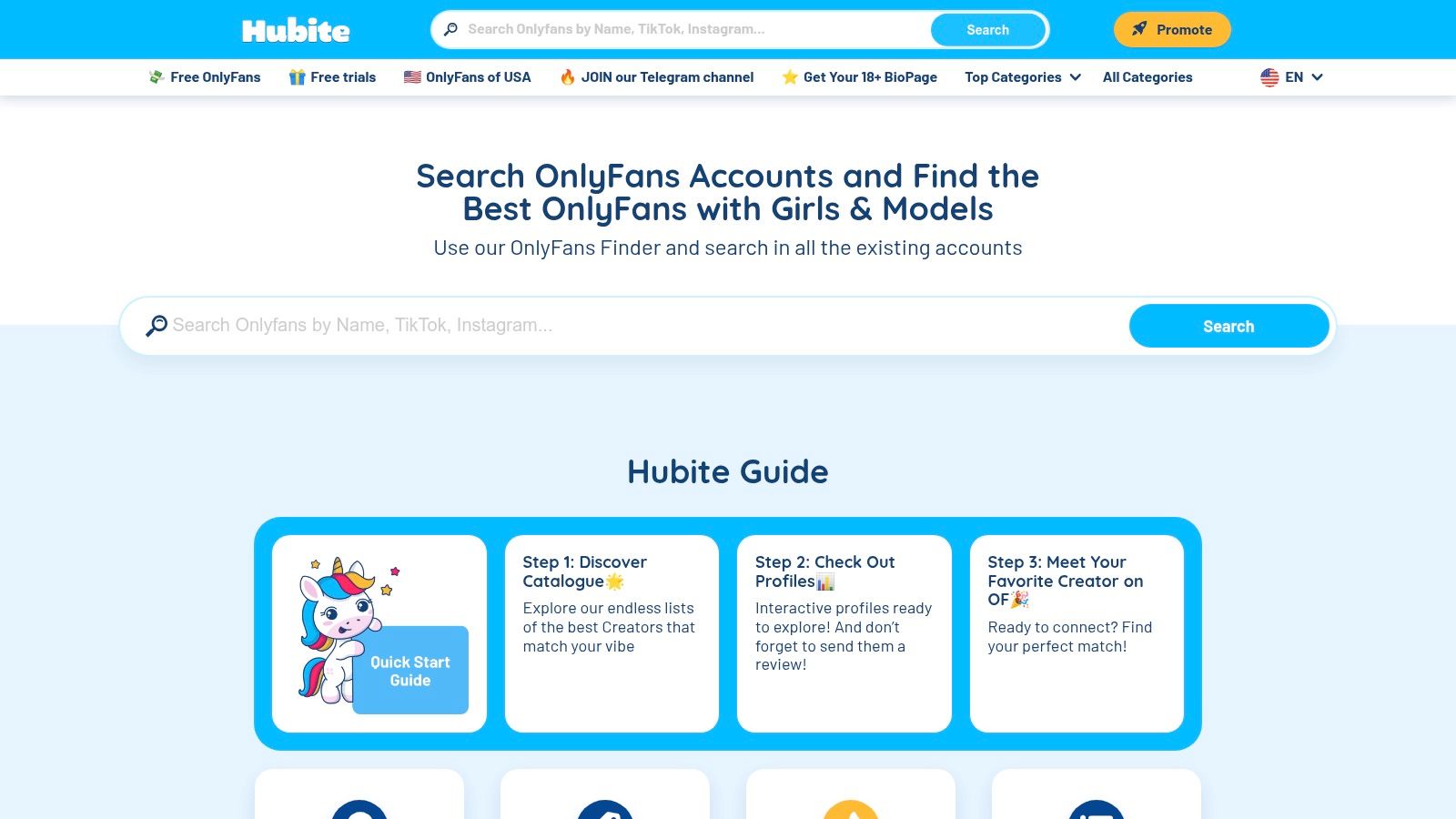 Hubite (finder with discovery and 'most searched' lists)