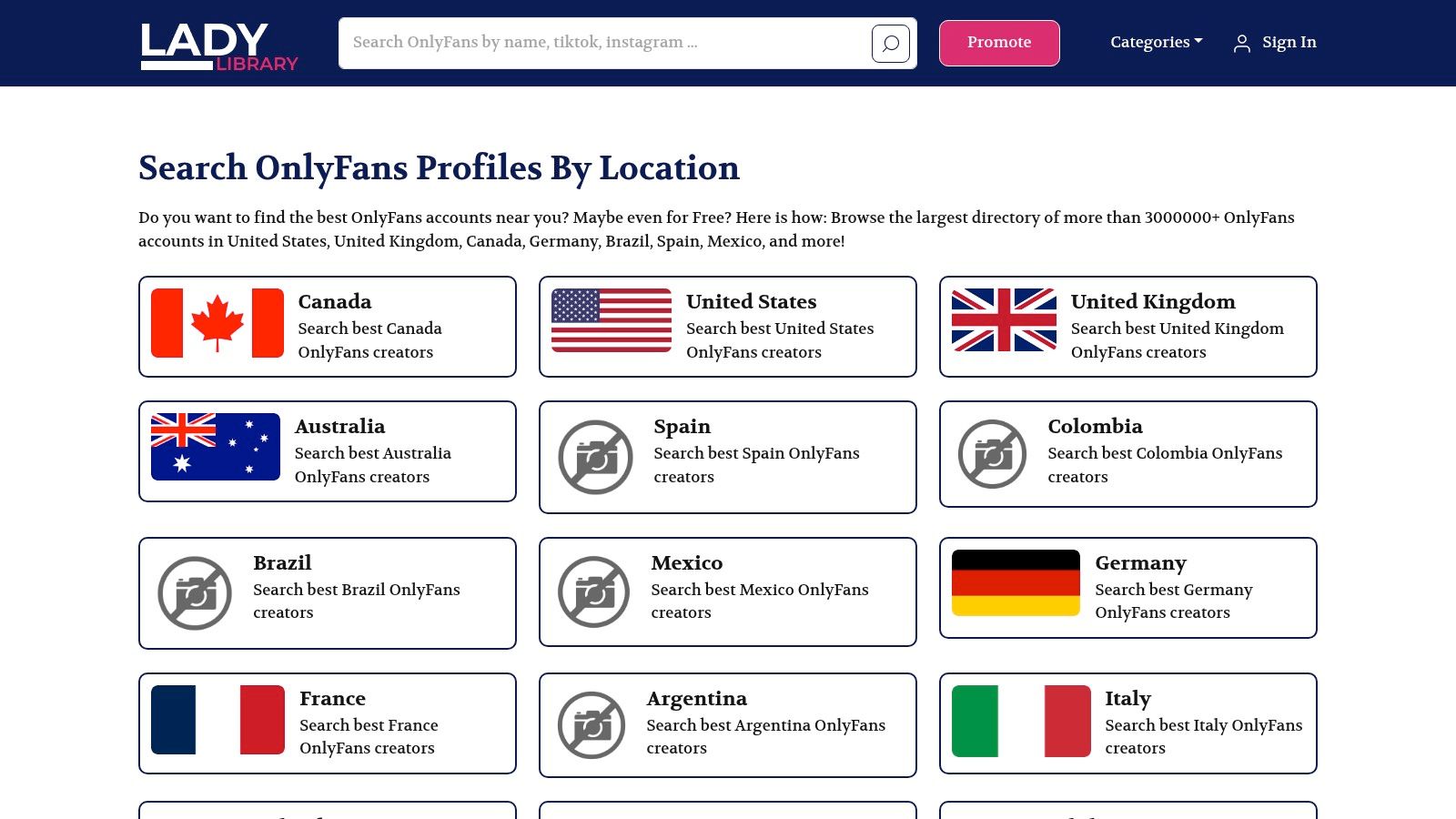 LadyLibrary platform showcasing its location-based search feature.