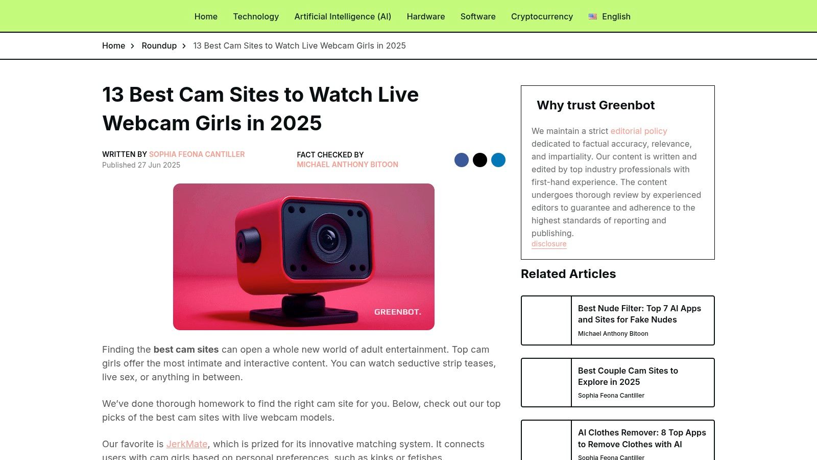 3. Greenbot's Best Cam Sites Review