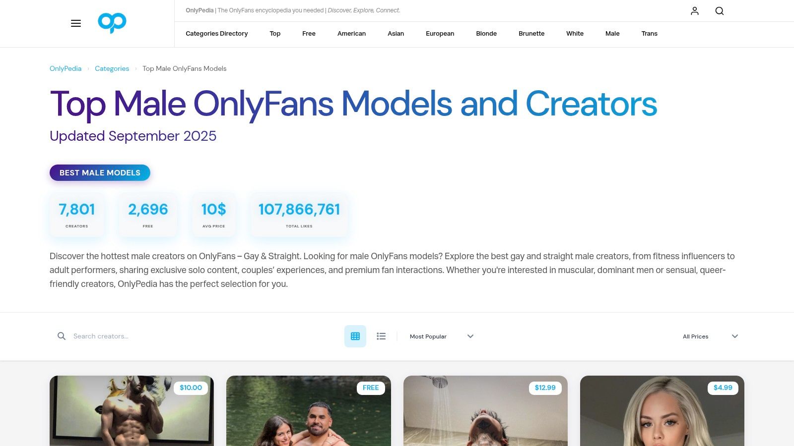 OnlyPedia (Male OnlyFans Models category)