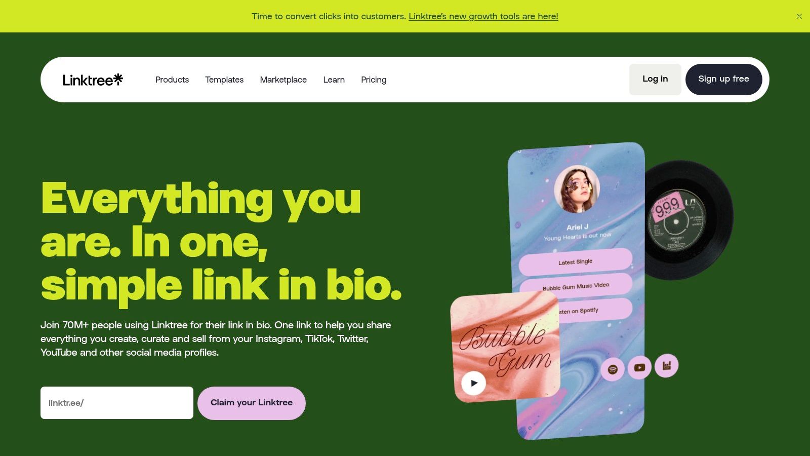 Linktree (link-in-bio hub)